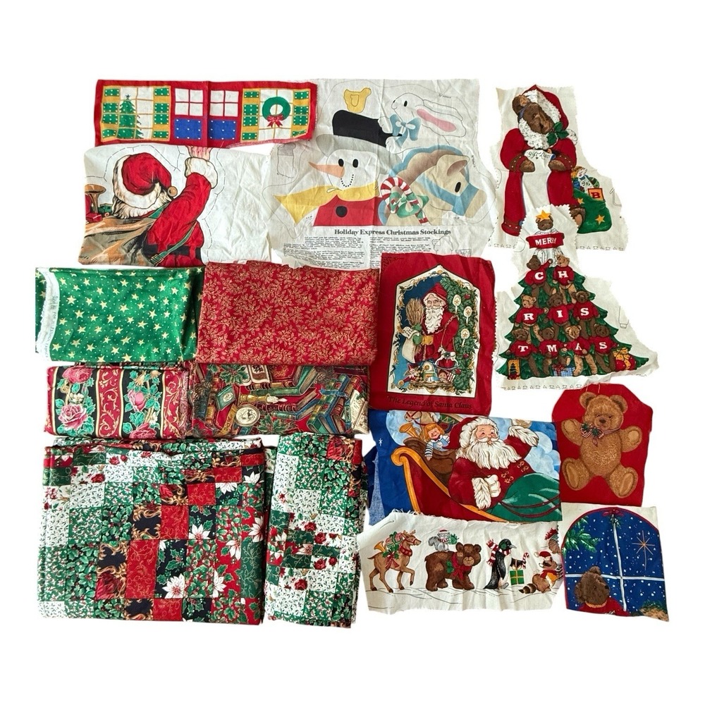 Vtg Cranston Christmas Fabric Lot Craft Sewing Remnants Quilting Floral 3 Lbs+